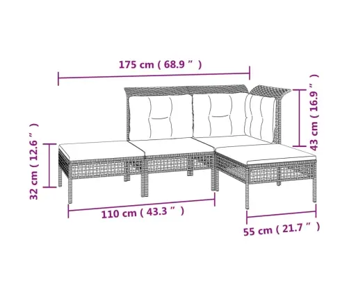 7-Osaline Aiamööbli Komplekt Patjadega, Hall, Polürotang