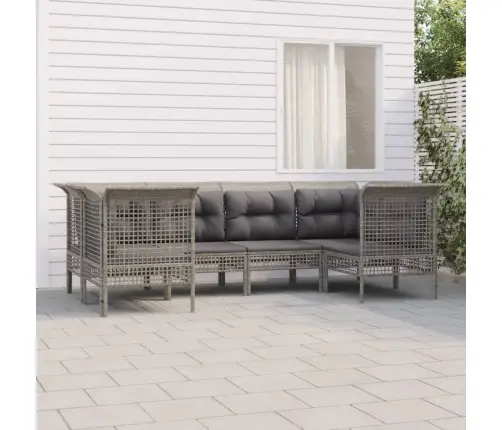 6-Daļīgs Dārza Atpūtas Mēbeļu Komplekts, Pelēka Pe Rotangpalma Vidaxl