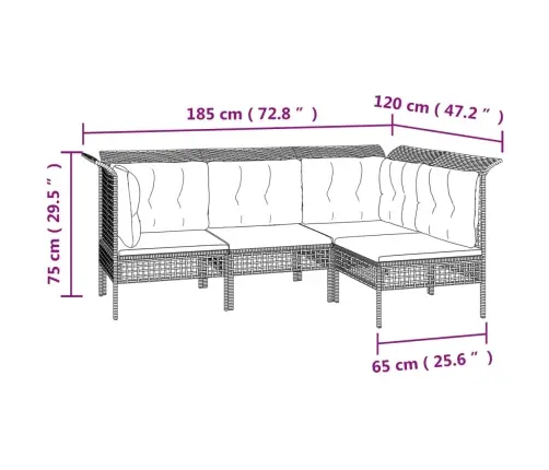 9-Osaline Aiamööbli Komplekt Patjadega, Hall, Polürotang