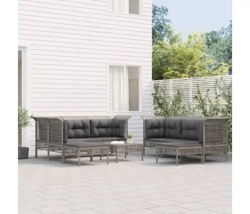 9-Osaline Aiamööbli Komplekt Patjadega, Hall, Polürotang