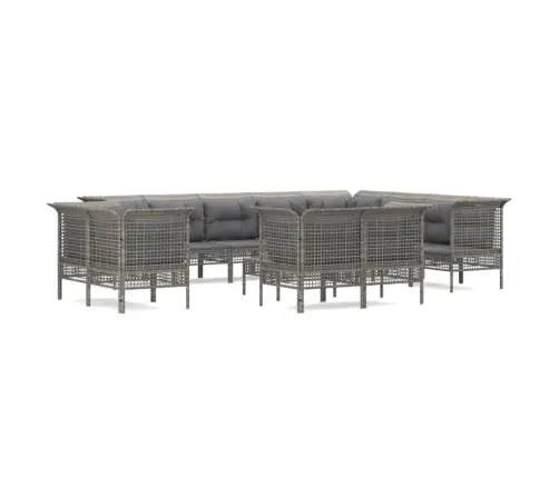 Sodo Komplektas Su Pagalvėlėmis, 13 Dalių, Pilkas, Poliratanas