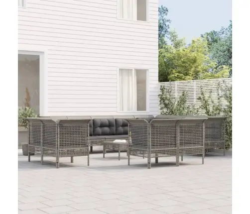 Sodo Komplektas Su Pagalvėlėmis, 13 Dalių, Pilkas, Poliratanas