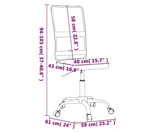 Biroja Krēsls, Regulējams Augstums, Rozā, Sietveida Audums Vidaxl
