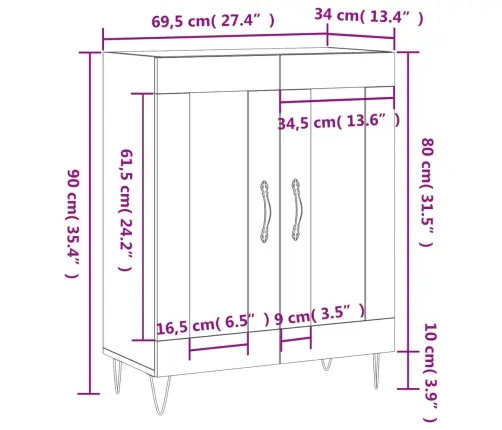 Kumode, Ozolkoka Krāsa, 69,5X34X90 Cm, Inženierijas Koks Vidaxl Kumode, Ozolkoka Krāsa, 69,5X34X90 Cm, Inženierijas Koks Vidaxl