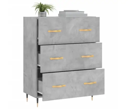 Kumode, Betona Pelēka, 69,5X34X90 Cm, Inženierijas Koks Vidaxl