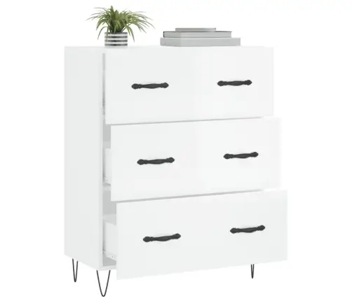 Kumode, Spīdīgi Balta, 69,5X34X90 Cm, Inženierijas Koks Vidaxl