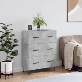 Kumode, Betona Pelēka, 69,5X34X90 Cm, Inženierijas Koks Vidaxl