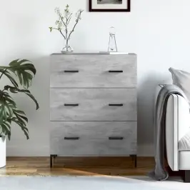 Kumode, Betona Pelēka, 69,5X34X90 Cm, Inženierijas Koks Vidaxl