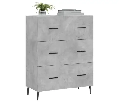Kumode, Betona Pelēka, 69,5X34X90 Cm, Inženierijas Koks Vidaxl