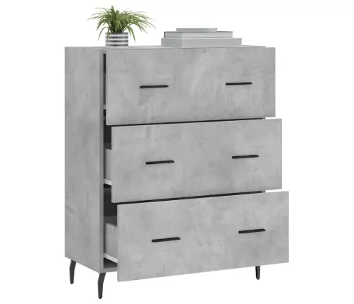 Kumode, Betona Pelēka, 69,5X34X90 Cm, Inženierijas Koks Vidaxl