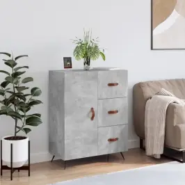 Kumode, Betona Pelēka, 69,5X34X90 Cm, Inženierijas Koks Vidaxl