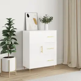 Kumode, Spīdīgi Balta, 69,5X34X90 Cm, Inženierijas Koks Vidaxl
