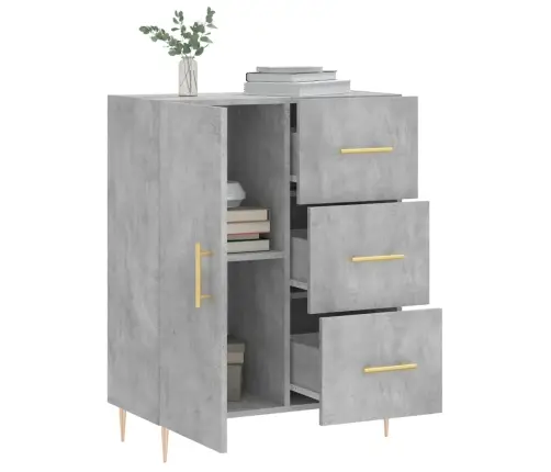 Kumode, Betona Pelēka, 69,5X34X90 Cm, Inženierijas Koks Vidaxl