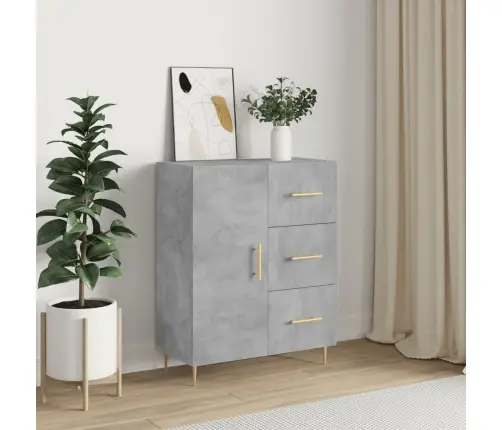 Kumode, Betona Pelēka, 69,5X34X90 Cm, Inženierijas Koks Vidaxl