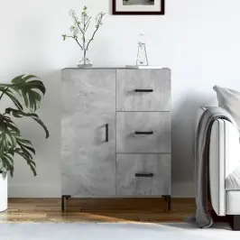 Kumode, Betona Pelēka, 69,5X34X90 Cm, Inženierijas Koks Vidaxl