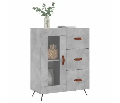 Kumode, Betona Pelēka, 69,5X34X90 Cm, Inženierijas Koks Vidaxl