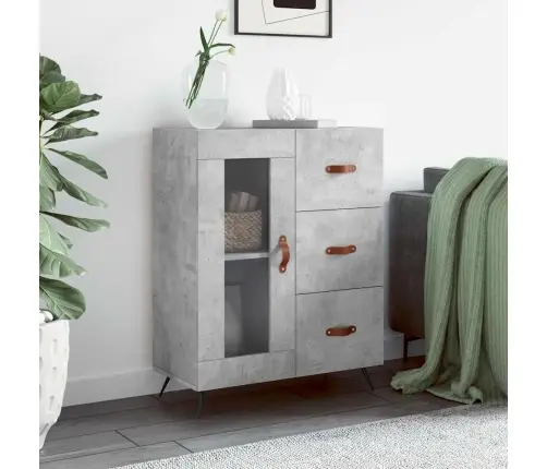 Kumode, Betona Pelēka, 69,5X34X90 Cm, Inženierijas Koks Vidaxl