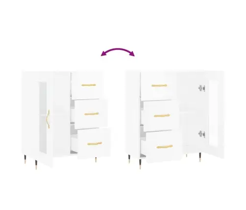 Kumode, Spīdīgi Balta, 69,5X34X90 Cm, Inženierijas Koks Vidaxl