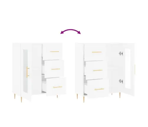 Kumode, Balta, 69,5X34X90 Cm, Inženierijas Koks Vidaxl