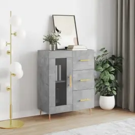 Kumode, Betona Pelēka, 69,5X34X90 Cm, Inženierijas Koks Vidaxl