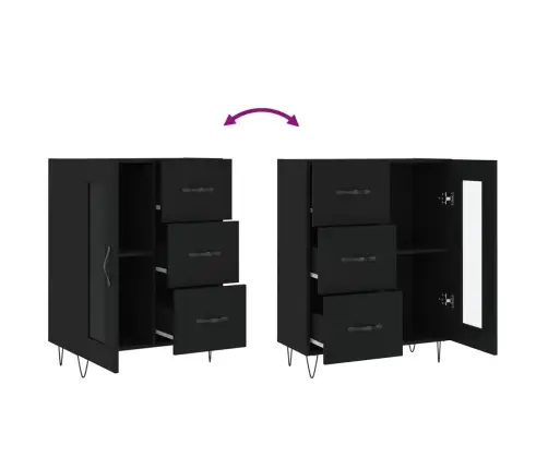 Šoninė Spintelė, Juodos Spalvos, 69,5X34X90cm Apdirbta Mediena