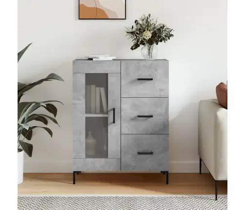 Kumode, Betona Pelēka, 69,5X34X90 Cm, Inženierijas Koks Vidaxl