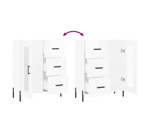 Kumode, Spīdīgi Balta, 69,5X34X90 Cm, Inženierijas Koks Vidaxl