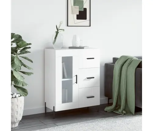 Kumode, Spīdīgi Balta, 69,5X34X90 Cm, Inženierijas Koks Vidaxl