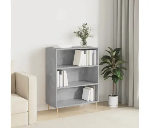 Grāmatplaukts, Betona Pelēks, 69,5X32,5X90Cm, Inženierijas Koks Vidaxl