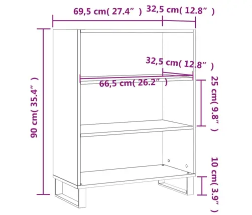 Kapp-Riiul, Kõrgläikega Valge, 69,5 X 32,5 X 90 cm Tehispuit Kapp-Riiul, Kõrgläikega Valge, 69,5 X 32,5 X 90 cm Tehispuit