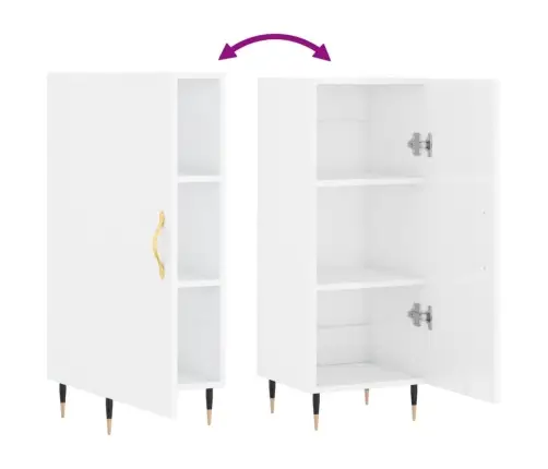 Kumode, Spīdīgi Balta, 34,5X34X90 Cm, Inženierijas Koks Vidaxl