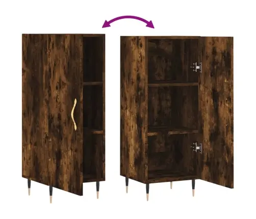 Šoninė Spintelė, Dūminio Ąžuolo, 34,5X34X90cm Apdirbta Mediena