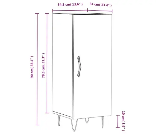 Šoninė Spintelė, Balta, 34,5X34X90cm Apdirbta Mediena, Blizgi
