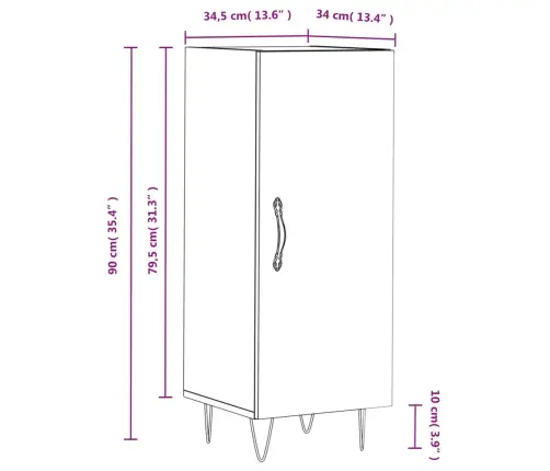 Puhvetkapp, Hall Sonoma Tamm, 34,5X34X90 cm Tehispuit