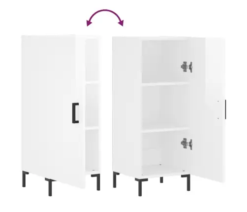 Kumode, Spīdīgi Balta, 34,5X34X90 Cm, Inženierijas Koks Vidaxl