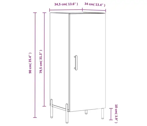 Kumode, Ozolkoka Krāsa, 34,5X34X90 Cm, Inženierijas Koks Vidaxl