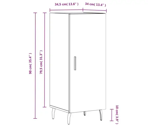 Puhvetkapp, Sonoma Tamm, 34,5 X 34 X 90 Cm Tehispuit