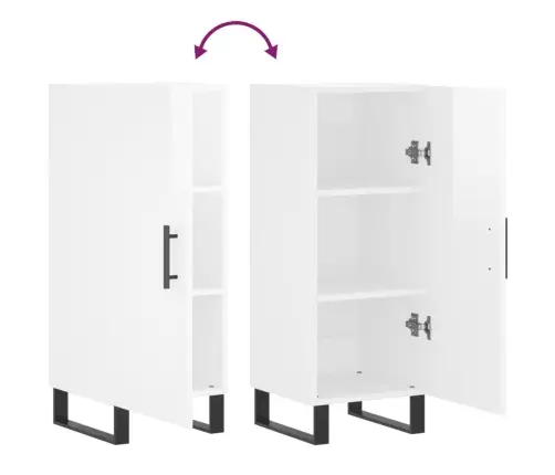 Kumode, Spīdīgi Balta, 34,5X34X90 Cm, Inženierijas Koks Vidaxl