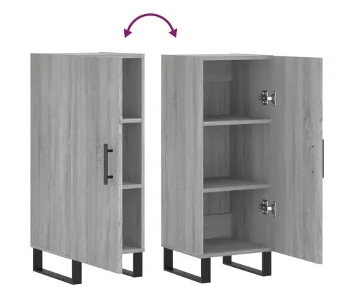 Kumode, Pelēka Ozolkoka, 34,5X34X90 Cm, Inženierijas Koks Vidaxl