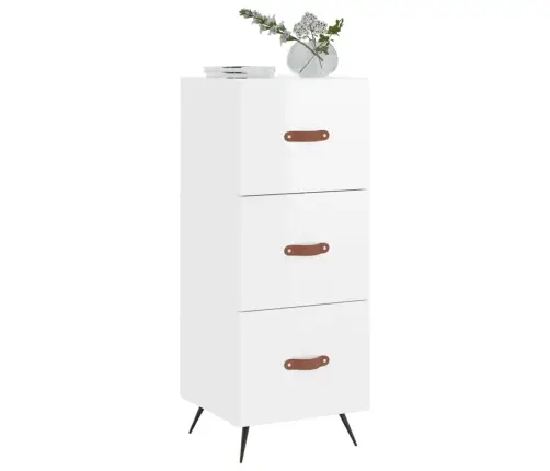 Kumode, Spīdīgi Balta, 34,5X34X90 Cm, Inženierijas Koks Vidaxl