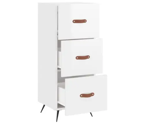 Kumode, Spīdīgi Balta, 34,5X34X90 Cm, Inženierijas Koks Vidaxl