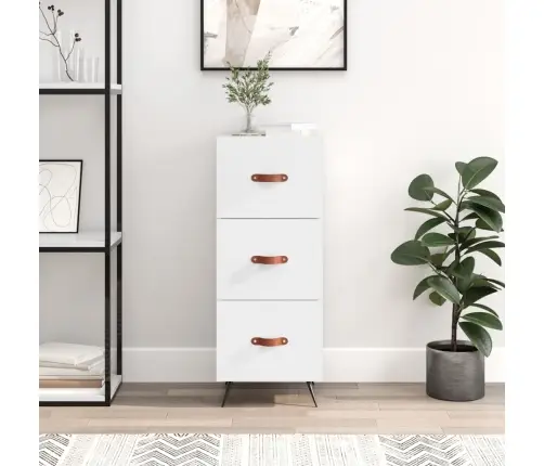 Kumode, Spīdīgi Balta, 34,5X34X90 Cm, Inženierijas Koks Vidaxl