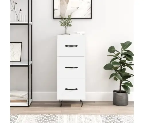 Kumode, Balta, 34,5X34X90 Cm, Inženierijas Koks Vidaxl