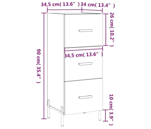 Kumode, Spīdīgi Balta, 34,5X34X90 Cm, Inženierijas Koks Vidaxl
