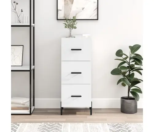 Kumode, Spīdīgi Balta, 34,5X34X90 Cm, Inženierijas Koks Vidaxl