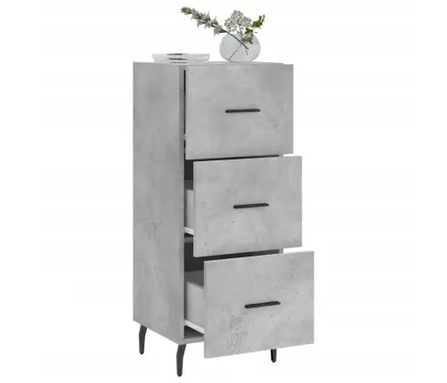 Kumode, Betona Pelēka, 34,5X34X90 Cm, Inženierijas Koks Vidaxl