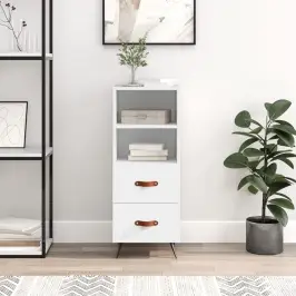 Kumode, Balta, 34,5X34X90 Cm, Inženierijas Koks Vidaxl