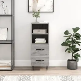 Kumode, Pelēka Ozolkoka, 34,5X34X90 Cm, Inženierijas Koks Vidaxl