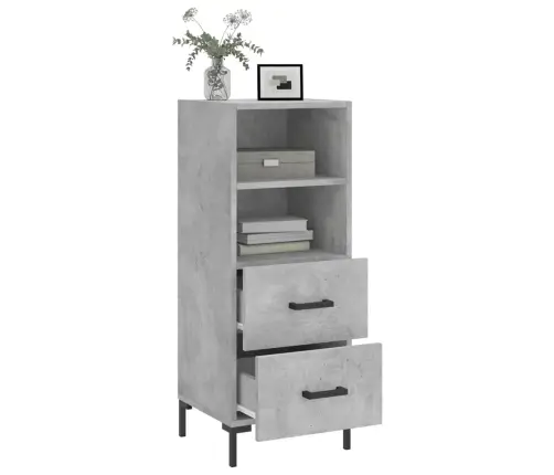 Kumode, Betona Pelēka, 34,5X34X90 Cm, Inženierijas Koks Vidaxl