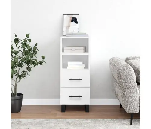 Kumode, Balta, 34,5X34X90 Cm, Inženierijas Koks Vidaxl